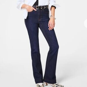 Spanx Womens dark indigo high rise sculpting flare jeans 4